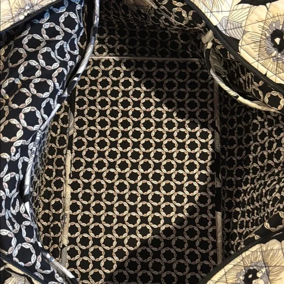 Vera Bradley Black and White Travel Bag with Floral Pattern